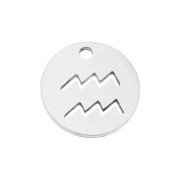Dije redondo - signo del zodiaco Acuario 12 mm - Acero inoxidable x1|raw }}