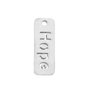 Dije rectangular con mensaje 17x6 mm - Hope - Acero inoxidable x1