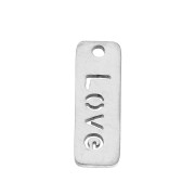Dije rectangular con mensaje 17x6 mm - Love - Acero inoxidable x1