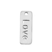 Dije rectangular con mensaje 17x6 mm - Love - Acero inoxidable x1