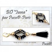 Cuentas de cristal Télos® de Puca® 4x12 mm Metallic Mat Old Silver Spotted x10g