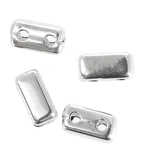 Cuenta de zamac Half Tila Beads 6x3 mm - Chapado Plateado Envejecido x4