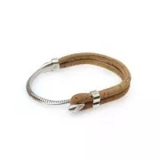 Entrepieza media pulsera 95 mm par cordón - Chapado Plateado envejecido x 1