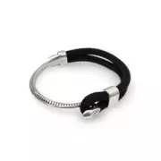 Entrepieza media pulsera 95 mm par cordón - Chapado Plateado envejecido x 1