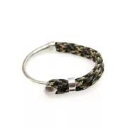 Entrepieza media pulsera 95 mm par cordón - Chapado Plateado envejecido x1