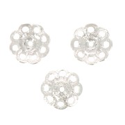 Casquillas filigranadas - flores - 8 mm - chapado en plata fina x6