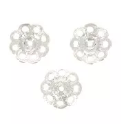 Casquillas filigranadas - flores - 8 mm - chapado en plata fina x6