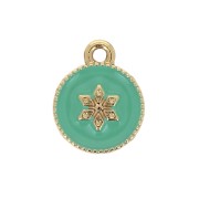 Dije redondo estampado estrella de resina epoxi 12x10mm Dorado - Mint x1|raw }}
