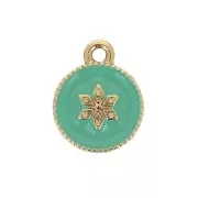 Dije redondo estampado estrella de resina epoxi 12x10mm Dorado - Mint x1
