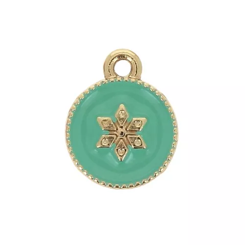 Dije redondo estampado estrella de resina epoxi 12x10mm Dorado - Mint x1