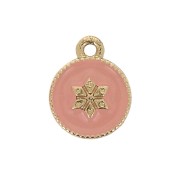 Dije redondo estampado estrella de resina epoxi 12x10mm Dorado - Baby rosa x1|raw }}