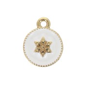 Dije redondo estampado estrella de resina epoxi 12x10mm - Dorado - Blanco x1|raw }}