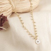 Dije redondo estampado estrella de resina epoxi 12x10mm - Dorado - Blanco x1