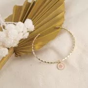 Dije redondo estampado estrella de resina epoxi 12x10mm - Dorado - Blanco x1