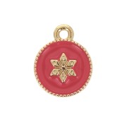 Dije redondo estampado estrella de resina epoxi 12x10mm - Dorado - Coral x1|raw }}