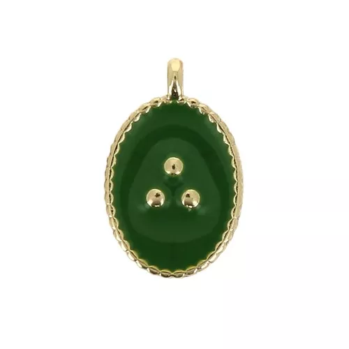 Dije ovalado estampado perlas de resina epoxi 14x9 mm - Dorado - Verde x1