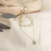 Dije ovalado estampado perlas de resina epoxi 14x9 mm - Dorado - Verde x1