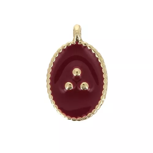 Dije ovalado estampado perlas de resina epoxi 14x9 mm - Dorado - Granate x1