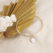 Dije ovalado estampado perlas de resina epoxi 14x9 mm - Dorado - Blanco x1