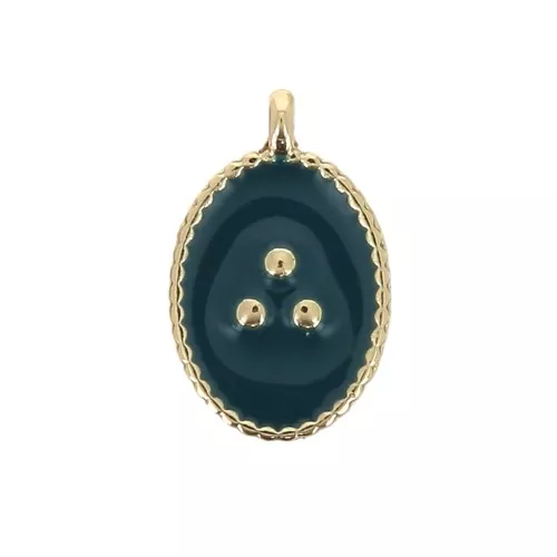 Dije ovalado estampado perlas de resina epoxi 14x9 mm - Dorado - Petroleo x1