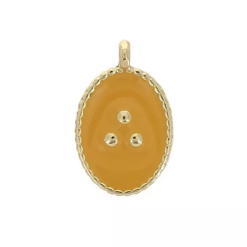 Dije ovalado estampado perlas de resina epoxi 14x9 mm - Dorado - Mostaza x1