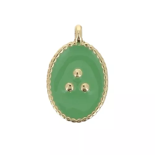 Dije ovalado estampado perlas de resina epoxi 14x9 mm - Dorado - Mint x1