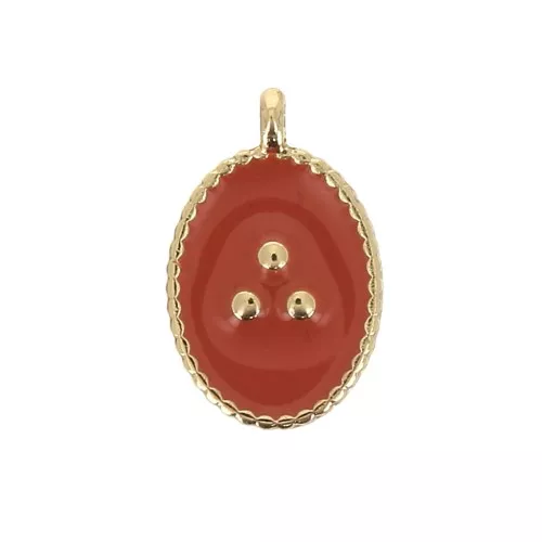 Dije ovalado estampado perlas de resina epoxi 14x9 mm - Dorado - Terracotta x1