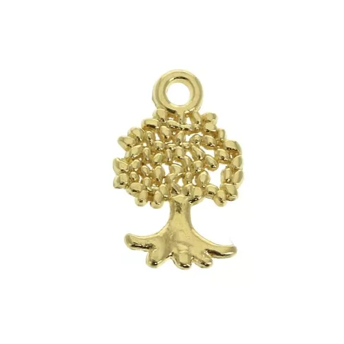 Dije árbol de la vida 13x8 mm - Dorado oro fino x1