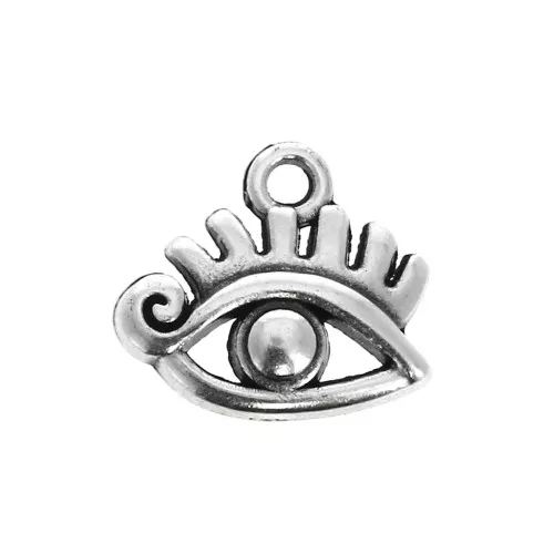 Dije ojo 11x12 mm - Chapado Plateado envejecido x1