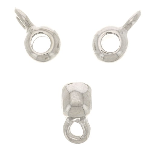 Bolas metal con enganche para dijes 6x4 mm Rodiado x6