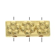 Entrepiezas rectangular 3 agujeros - estamapados flores 17x6 mm - Dorado oro fino x1|raw }}