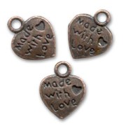 Dijes corazón 13 mm cobre antiguo x5