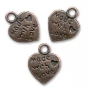 Dijes corazón 13 mm cobre antiguo x5