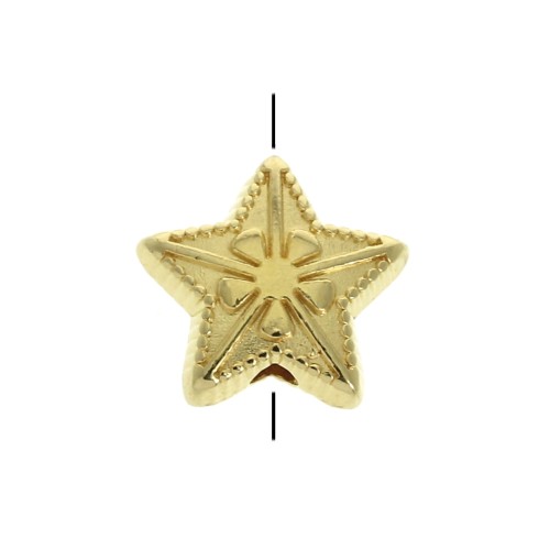 Cuenta estrella 10 mm - Dorado oro fino x1