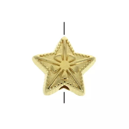 Cuenta estrella 10 mm - Dorado oro fino x1