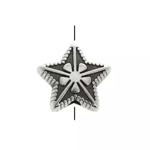 Cuenta estrella 10 mm - Chapado Plateado Envejecido x1