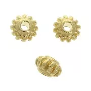 Cuenta arandela rayada 7 mm - Dorado oro fino x1