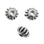 Cuenta arandela rayada 7 mm - Chapado Plateado Envejecido x1