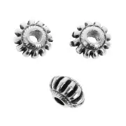 Cuenta arandela rayada 7 mm - Chapado Plateado Envejecido x1