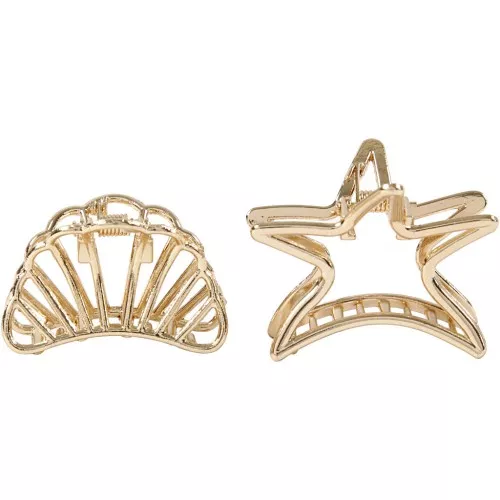 Accesorios para el pelo - forma concha y estrella - Dorado x2