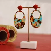 Cabujón de resina opaco 12 mm - Rojo coral x1