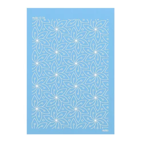 Silk Screen Moiko para arcilla polimérica 74x105 mm - Flores caladas 12.34