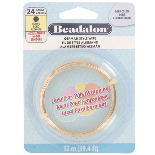 Hilo redondo de latón de 0,51 mm - German Style Wire - Dorado x 12 m