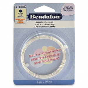 Hilo de cobre redondo de 0,81 mm - German Style Wire - Plateado x 6 m
