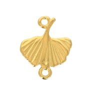 Entrepieza 2 anillas Ginkgo de zamac 16x14 mm - Dorado con oro fino x1|raw }}