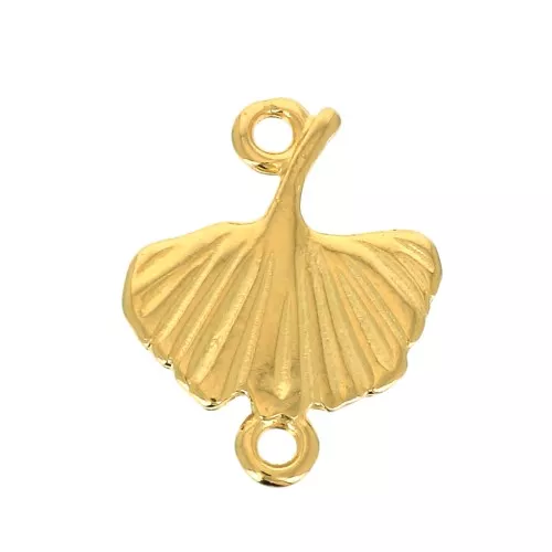 Entrepieza 2 anillas Ginkgo de zamac 16x14 mm - Dorado con oro fino x1