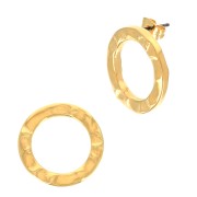 Ganchos pendientes martillados - redondo calado - 20 mm - Dorado con oro fino x2