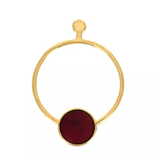 Ganchos Pendientes círculo calado con resina 48x34.5mm - Dorado oro fino - Rojo x2