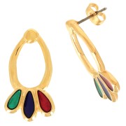 Pendientes gotas con resina epoxi 26x14mm - Dorado oro fino Multicolor|raw }}