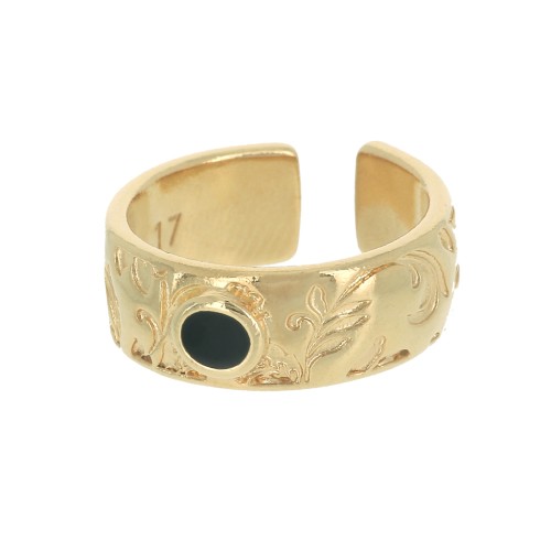 Anillo ajustable resina epoxi - Dorado oro fino - Negro x1